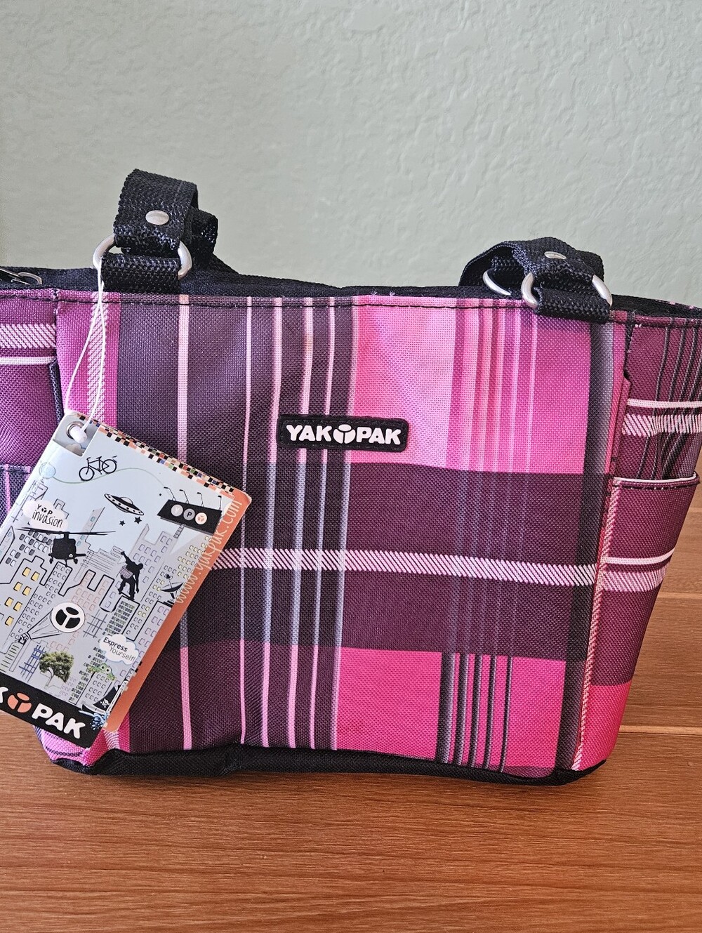 NWT Yak Pak Pink Plaid Insulated Lunch Box Bag Tote Zippered Cooler